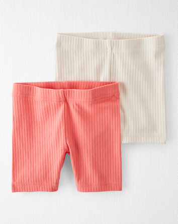 Toddler 2-Pack Organic Cotton Ribbed Pedal Shorts, 
