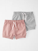 Dusty Rose, Grey - Baby 2-Pack Organic Cotton Shorts