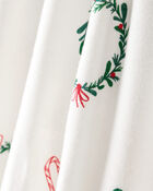 Baby Girl Wreath Print PurelySoft Short-Sleeve Bodysuit Dress - White, image 2 of 5 slides