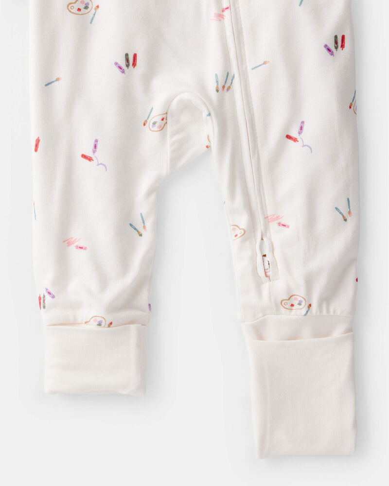 Baby Girl Art Print PurelySoft Sleep & Play Pajamas - White, image 3 of 8 slides