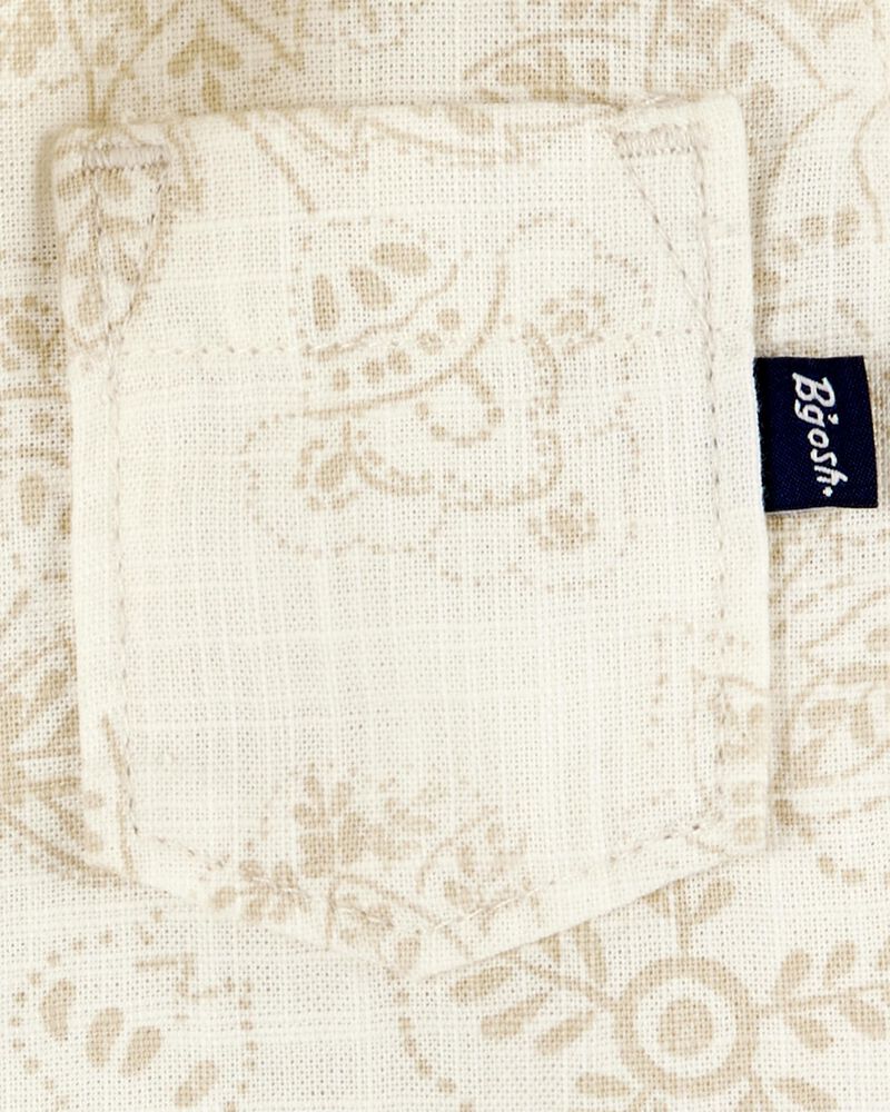 Baby Tropical Paisley Cotton Short-Sleeve Top - Cream, image 2 of 3 slides