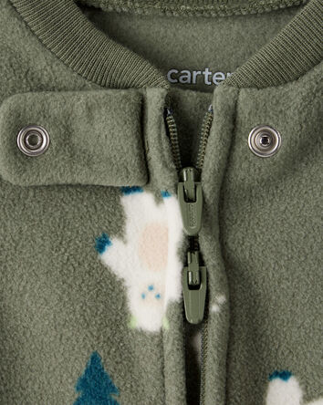 Baby Boy Yeti Fleece Loose Fit 2-Way Zip Sleep & Play Pajamas - Green, 