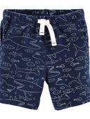 Navy - Shark Pull-On French Terry Shorts