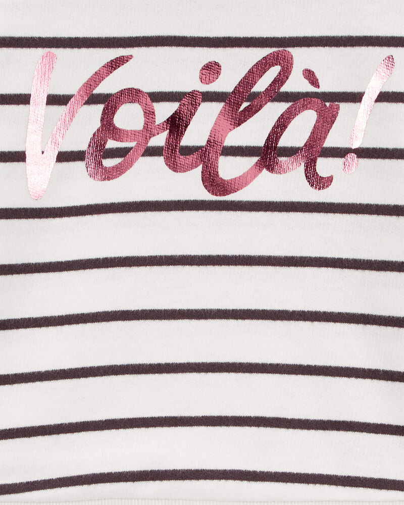 Baby Striped French Terry Long-Sleeve Pullover - Black/White, image 3 of 4 slides