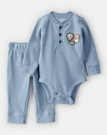 Baby 2-Piece Park Ranger Thermal Bodysuit Pant Set - Blue, 