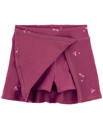 Kid Butterfly Print Waffle Knit Skort, 