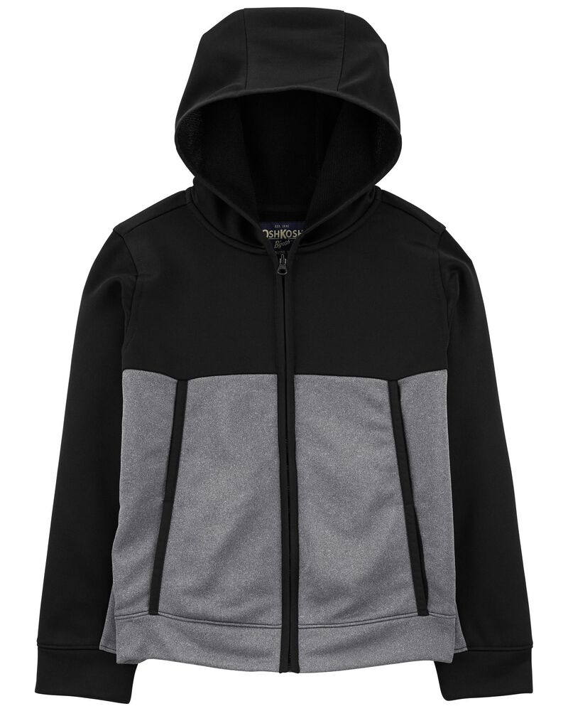 Kid Colorblock Hooded Zip Jacket in Unstoppable French Terry, image 1 of 3 slides