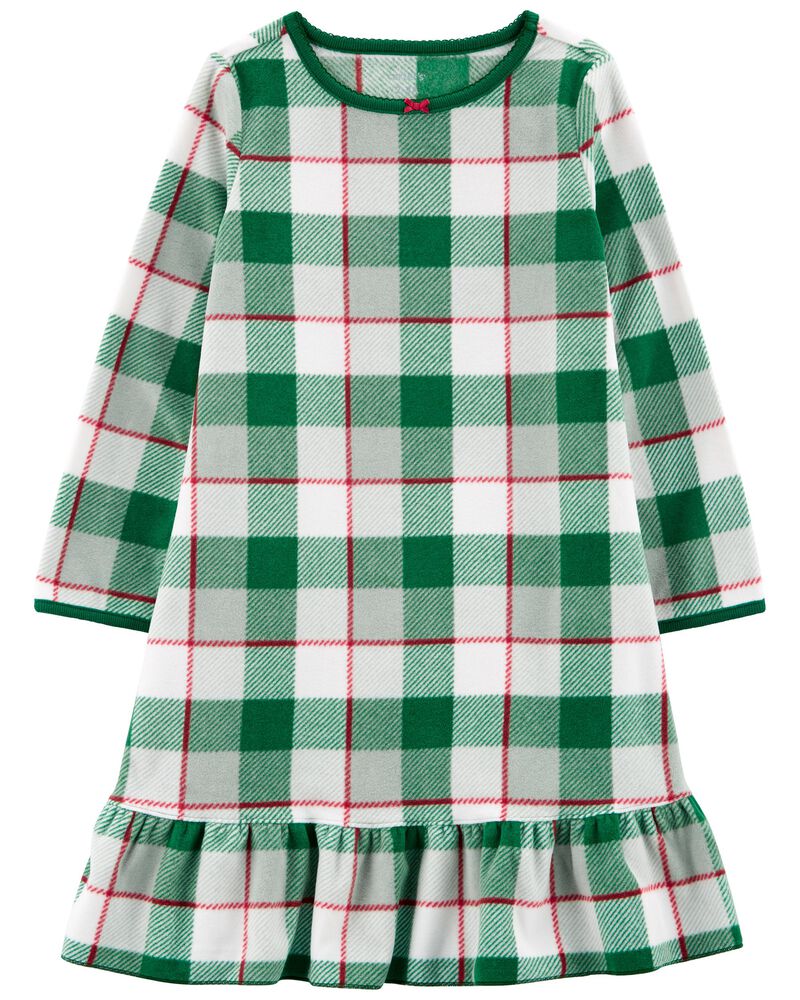 Plaid Fleece Nightgown, image 1 of 3 slides