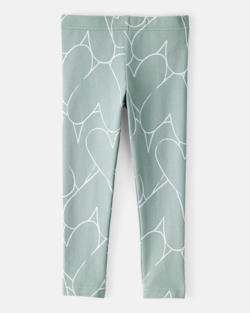 Toddler Girl Cotton Heart Stretch Leggings - Green, image 2 of 4 slides