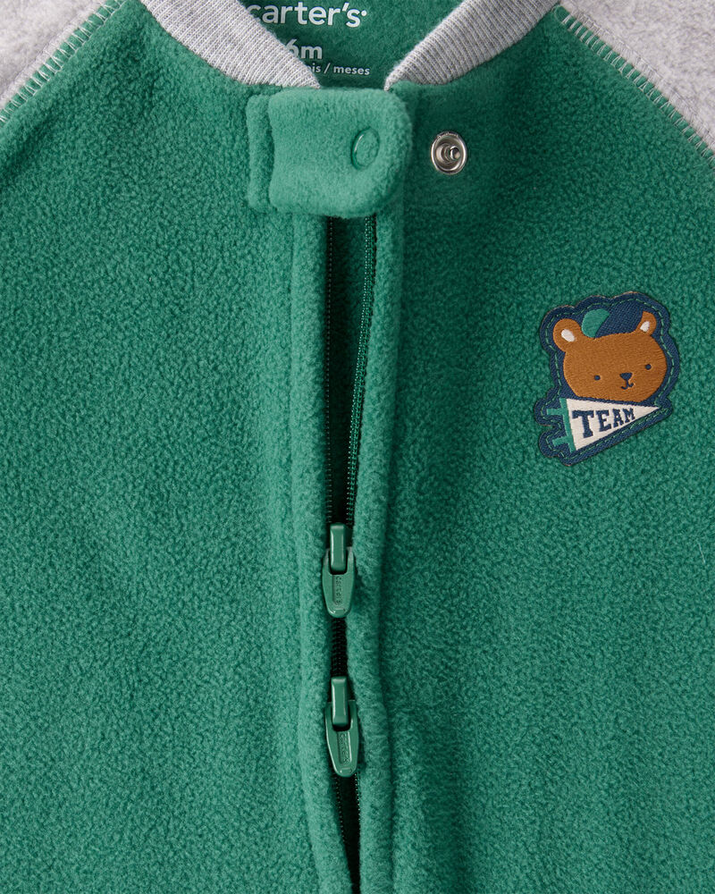 Baby Boy Bear Loose Fit Long-Sleeve Sleep & Play - Green, image 2 of 4 slides