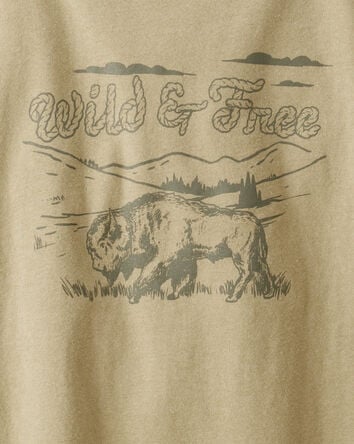 Boys Wild And Free Long-Sleeve Graphic Tee - Brown, 