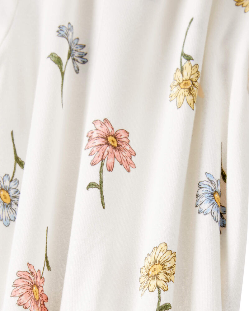 Baby Girl Floral Print 2-Way Zip PurelySoft Sleep & Play Pajamas - Ivory, image 2 of 6 slides