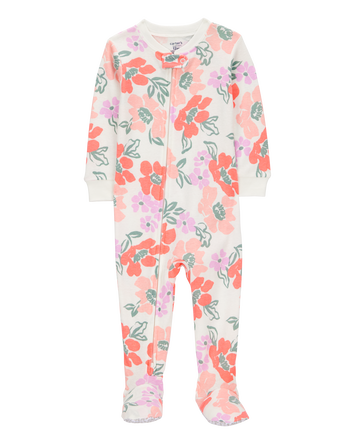 Baby Girl 1-Piece Floral 100% Snug Fit Cotton Footie Pajamas, 