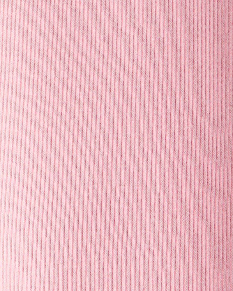 Kid Solid Cotton Ribbed Stretch Leggings - Pink, image 3 of 4 slides