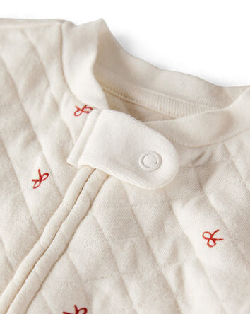 Baby Quilted Bow Print Sleep & Play Made with Organic Cotton, 