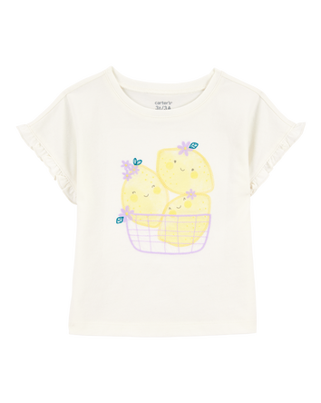 Baby Short-Sleeve Lemon Fashion Top - Ivory, 