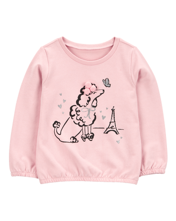 Baby Dog Knit Long-Sleeve Fashion Top - Pink, 