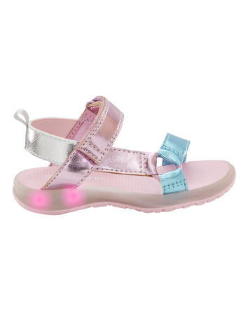 Toddler Light Up Metallic Sandals - Pink/Blue, 