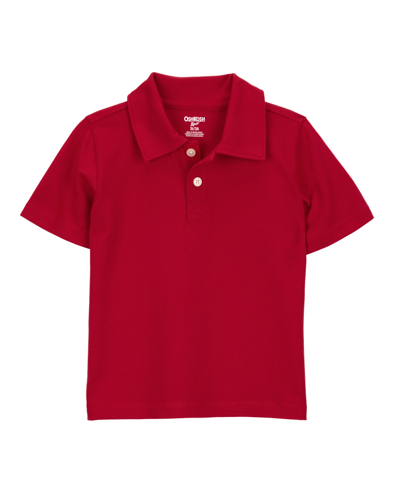 Toddler 2-Pack Pique Uniform Polo Shirts - Red, image 2 of 3 slides