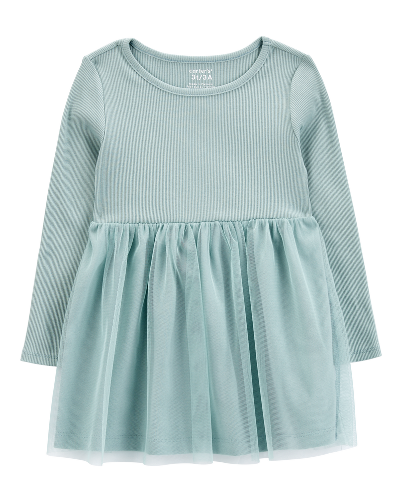 Toddler Tulle Long-Sleeve Jersey Dress, image 1 of 4 slides