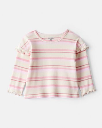 Baby Girl Striped Long-Sleeve Top - Pink, 