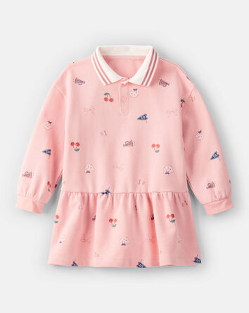 Toddler Girl French Terry Long-Sleeve Dress - Pink, 