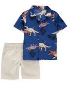 Toddler 2-Piece Dinosaur Button-Front Shirt & Short Set, image 1 of 2 slides