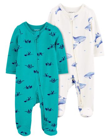 Baby 2-Pack Zip-Up PurelySoft Sleep & Play Pajamas, 