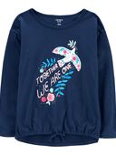 Navy - Kid Floral Dove Graphic Tee