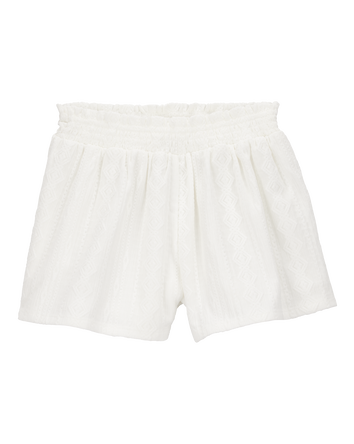 Kid Pull-On Smocked Shorts - Cream, 