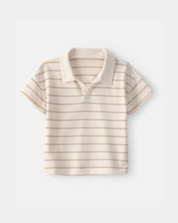 Toddler Boy Striped Polo Shirt - Cream, 