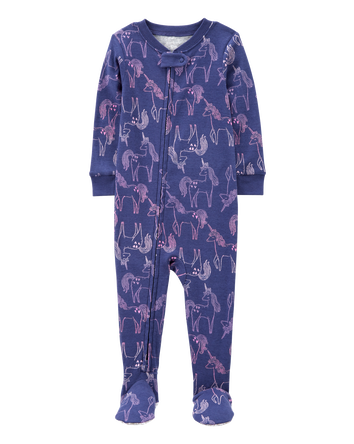 Toddler 1-Piece Unicorn 100% Snug Fit Cotton Footie Pajamas, 