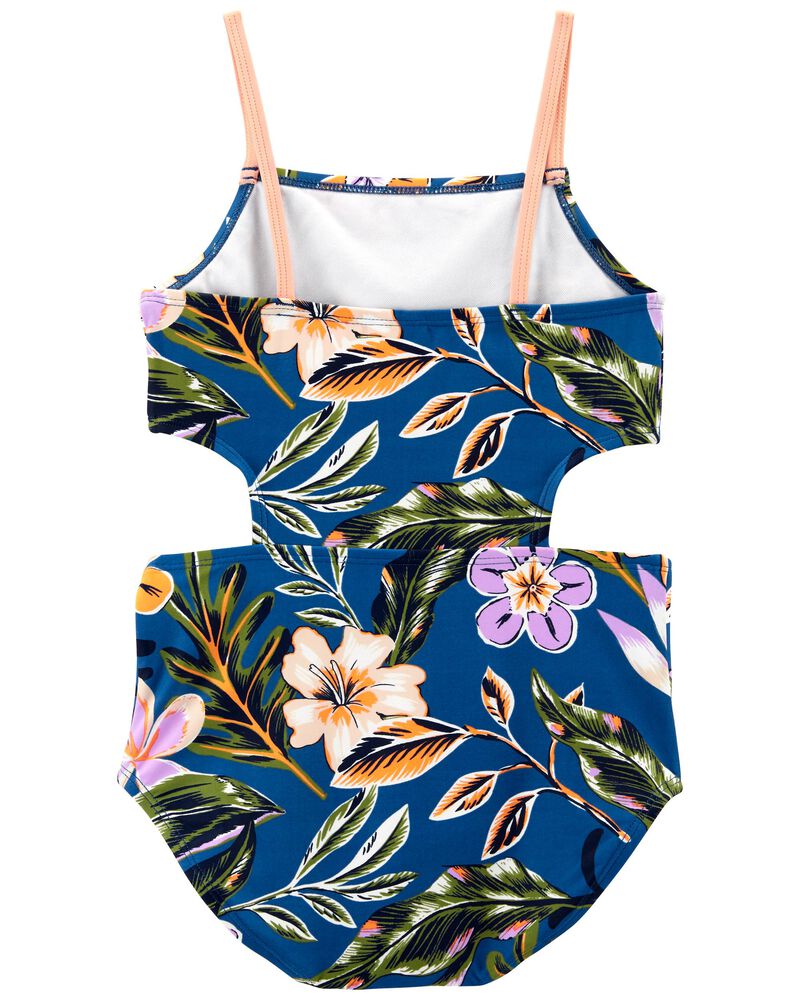 Kid Floral Print Cut-Out Swimsuit, image 2 of 4 slides