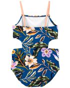 Kid Floral Print Cut-Out Swimsuit, image 2 of 4 slides