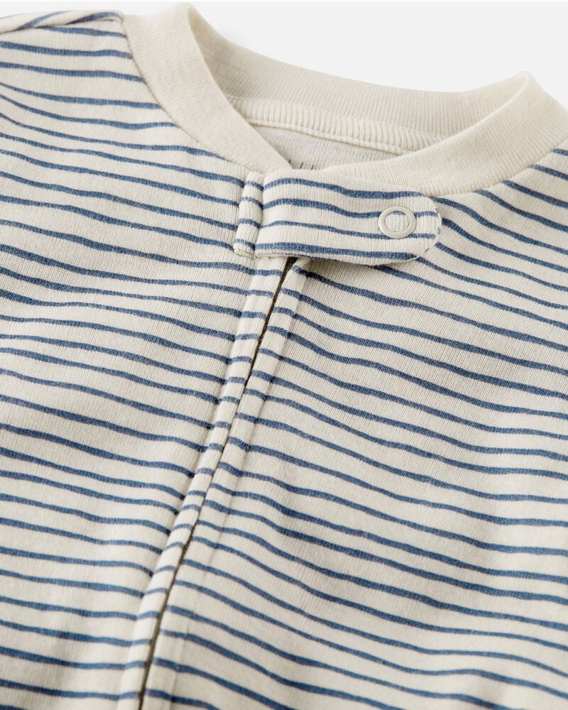 Baby Organic Cotton Sleep & Play Pajamas in Stripes, image 2 of 5 slides