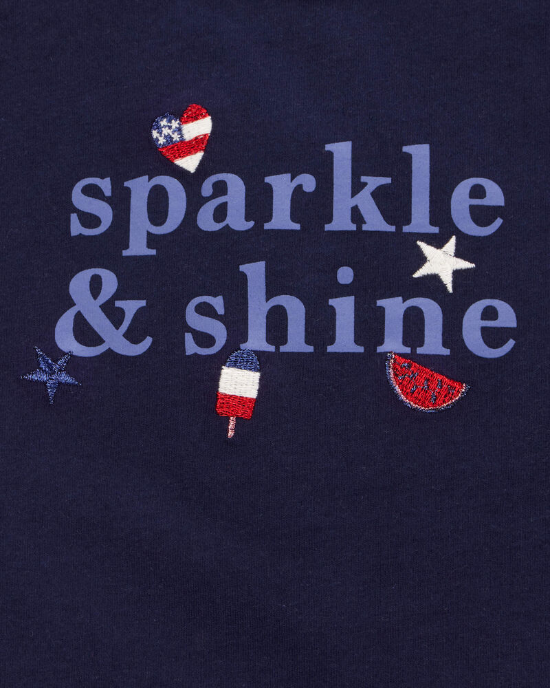 Toddler 2-Piece Sparkle & Shine 4th Of July Tee & Twill Bow Shorts Set - Navy/Red, image 4 of 9 slides