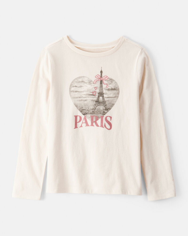 Girls Paris Long-Sleeve Graphic Tee - Ivory, image 1 of 3 slides
