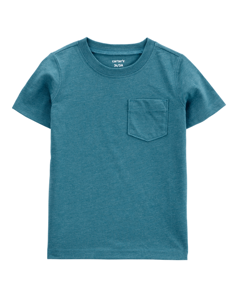 Baby Solid Short-Sleeve Pocket Tee - Teal, image 1 of 3 slides