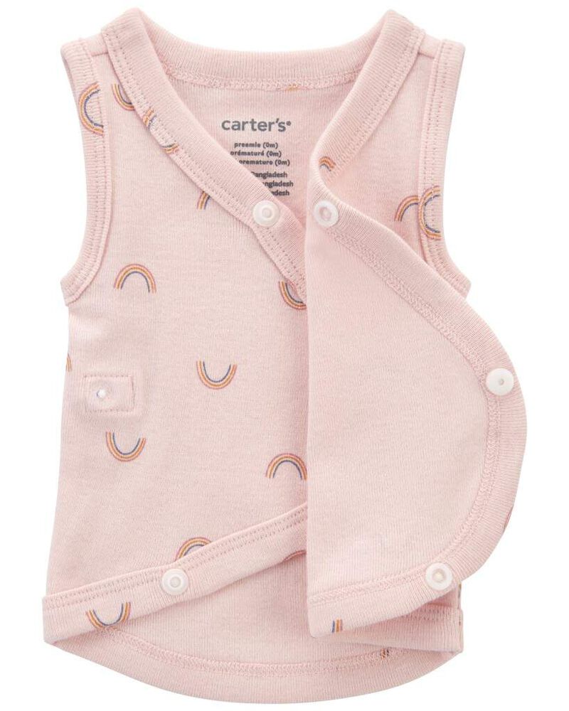 Baby Girl Preemie Rainbow Cotton Tank - Pink, image 3 of 7 slides