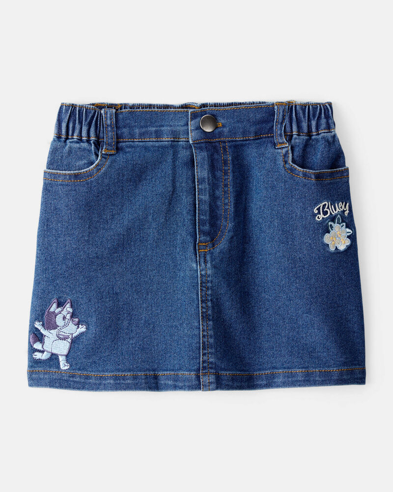 Baby Bluey Embroidered Denim Skirt - Blue, image 1 of 5 slides
