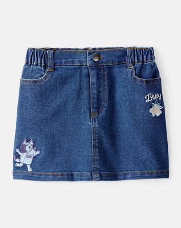 Baby Bluey Embroidered Denim Skirt - Blue, 