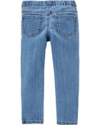 Toddler Light Wash Elastic-Waist Jeggings, image 2 of 6 slides