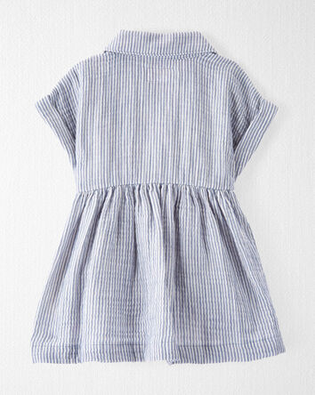 Baby Organic Cotton Striped Button-Front Dress, 