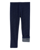 Baby Girl Faux Denim Cozy Fleece Leggings, image 3 of 5 slides