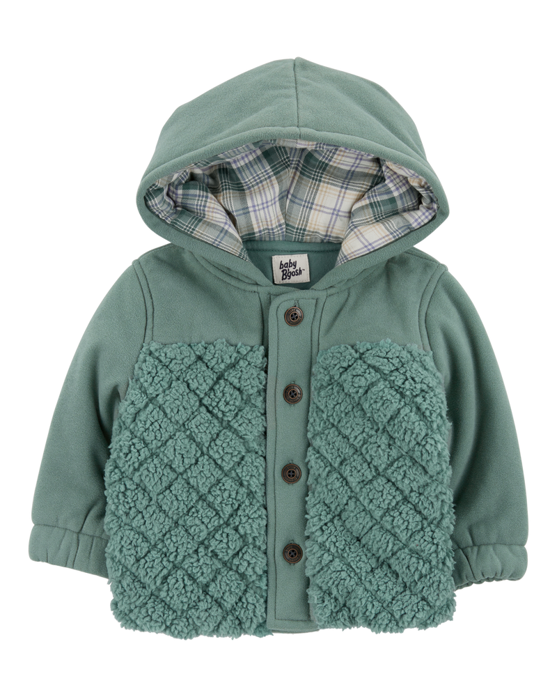 Baby Quilted Sherpa Jacket - Green, image 1 of 4 slides