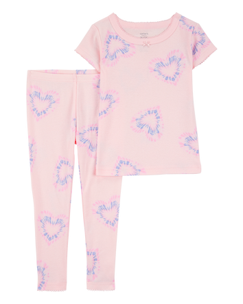 Toddler Girl 2-Piece Tie-Dye Hearts 100% Snug Fit Cotton Pajamas - Pink, 