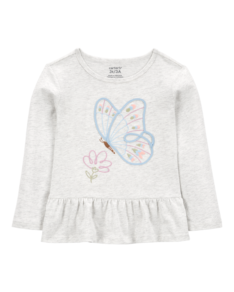 Kid 2-Piece Butterfly Peplum Top & Leggings Set, image 2 of 8 slides