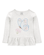 Kid 2-Piece Butterfly Peplum Top & Leggings Set, image 2 of 8 slides