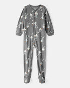 Boys Football Print Loose Fit Long-Sleeve Zip-Up 1-Piece Pajamas, image 1 of 3 slides