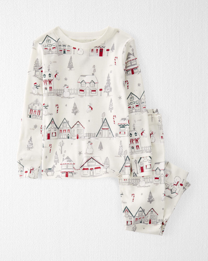 Toddler Organic Cotton Holiday Print Pajamas Set, image 1 of 4 slides